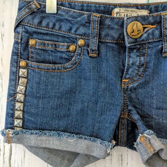 3/$20 Free People Raw Hem Studded Pyramid Shorts - Picture 5 of 7